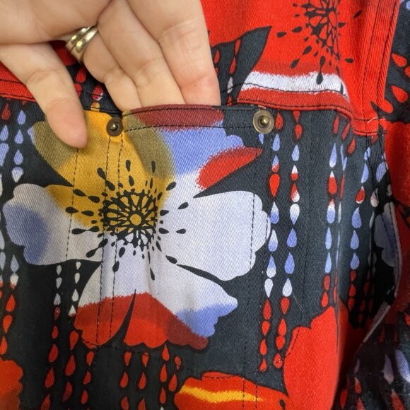 VTG Kaktus Jacket Size XL Wearable Art To Wear Abstract Button Up Red Floral - Picture 7 of 14